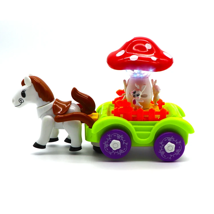 2021 Popular Kids Electric Universal Wheel Toys Mushroom Carriage With Music & Colorful Lights