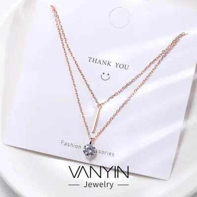 

Simple diamond love double clavicle necklace jewelry for women