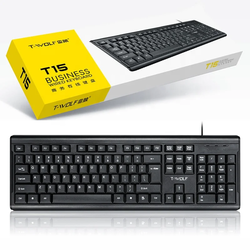 

In Stock Cheap Black ABS Desktop Table USB Wired Keyboards Computer PC Keyboard For Home Office