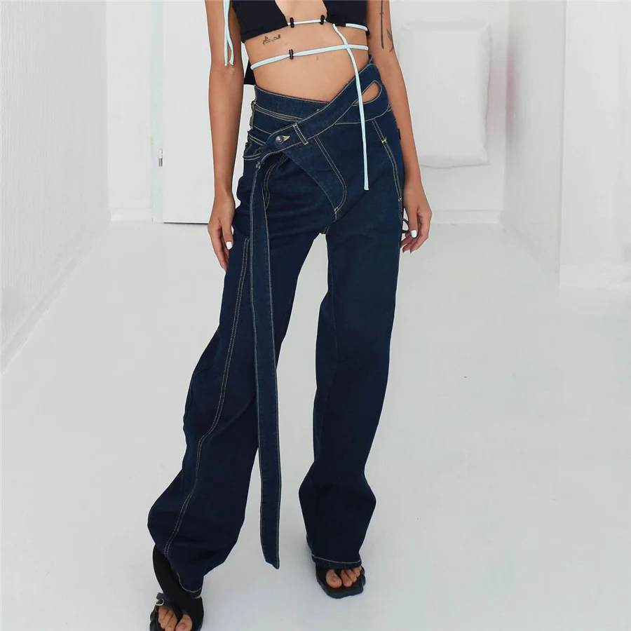 

New Design Women's Jeans Solid Hollow Out Denim Women's Pants & Trousers