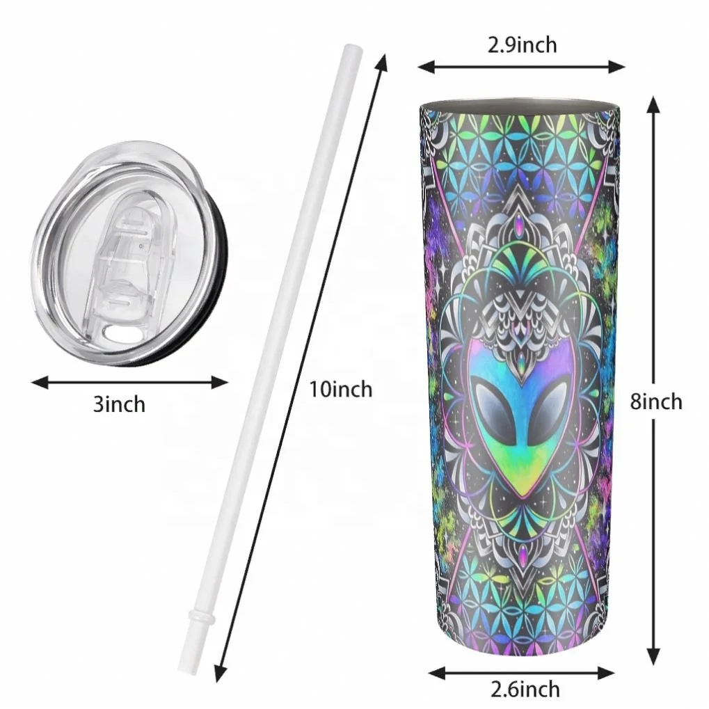 

Top Quality White Sublimation Custom Alien Man-Dala Car Cup