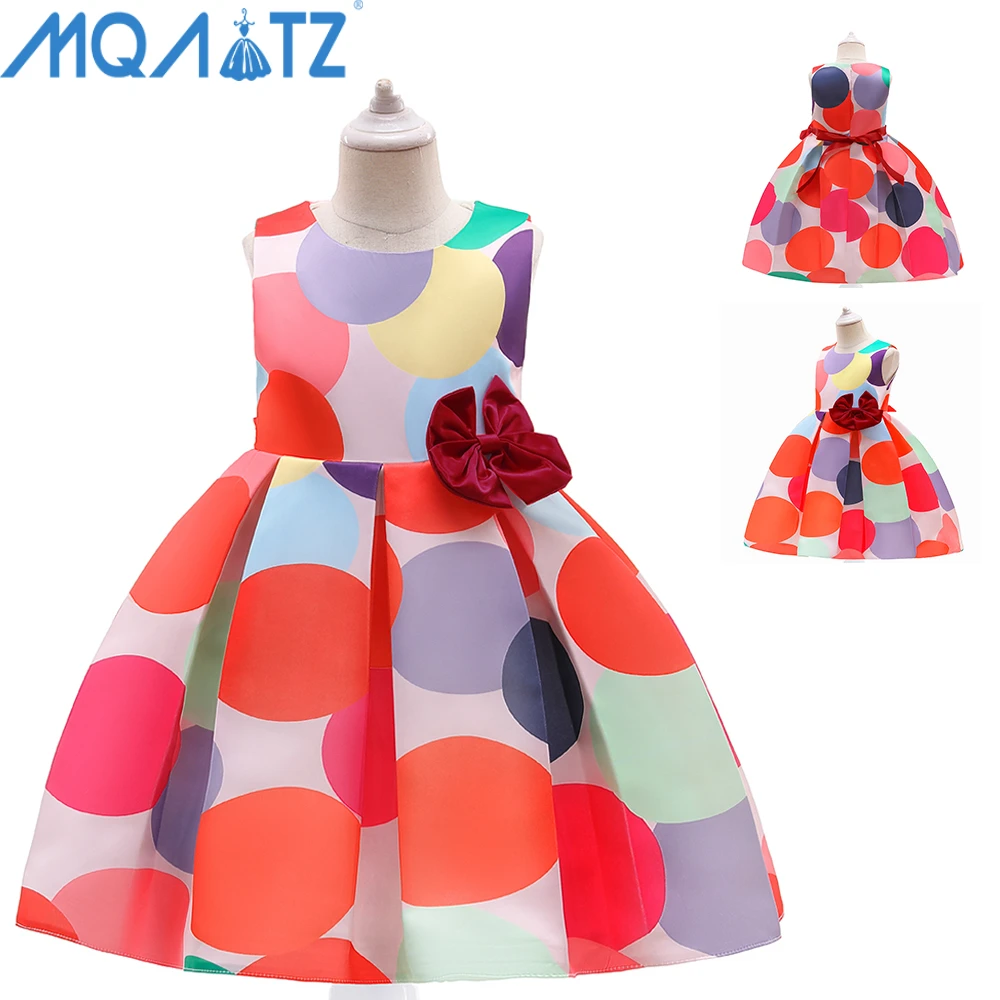 

MQATZ Children's Dress Kids Clothing Summer New Girl Vest Skirt Polka Dot Printing Princess Dresses