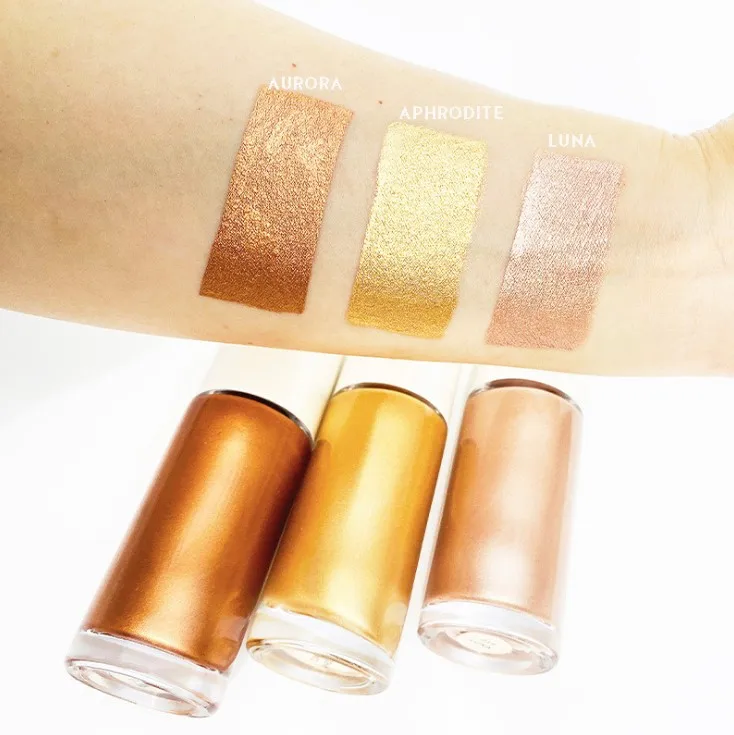 

Mousse Quality 3 Colors Private Label Makeup Highlighter Liquid Illuminator Bronze Body And Face Shimmer Super Smooth And Soft