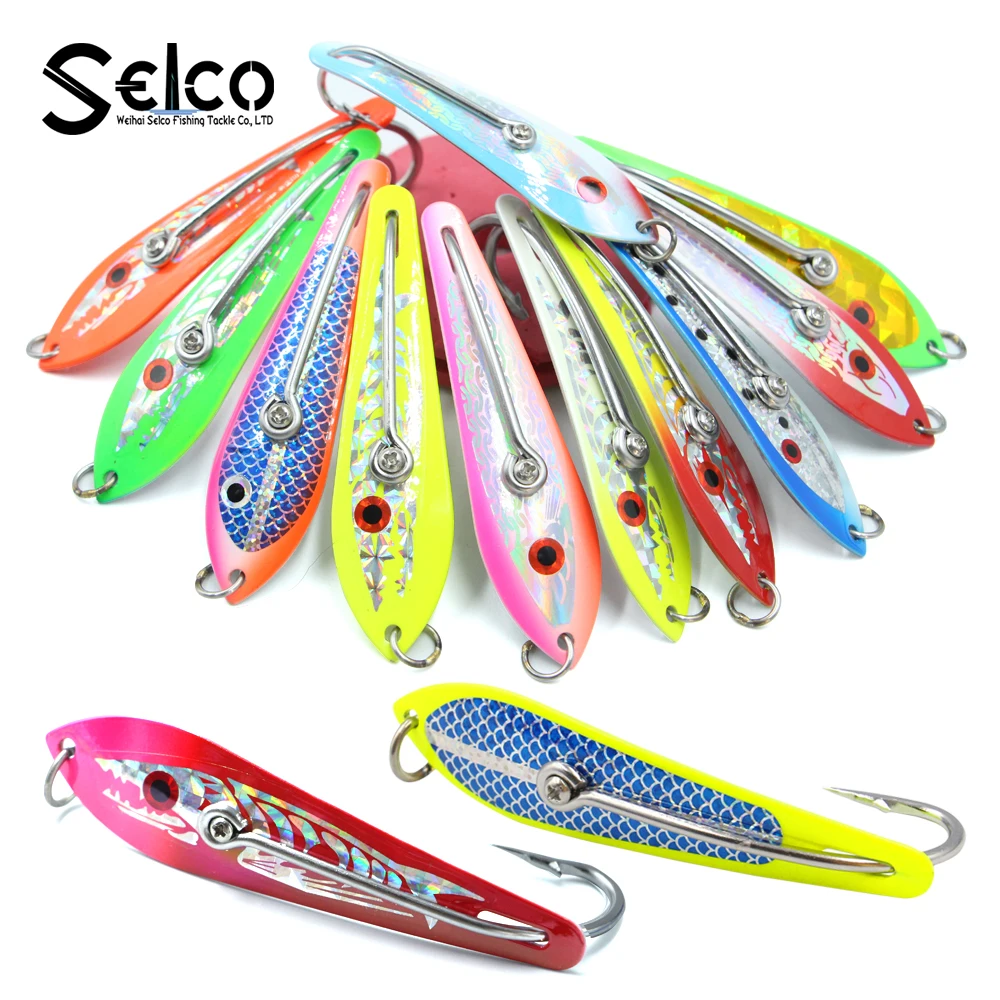 

5.5*14cm Fishing Spoon with Stainless Steel Hook Bass Bait Metal Spoon Jig Trolling Lure, More than 200 different colors