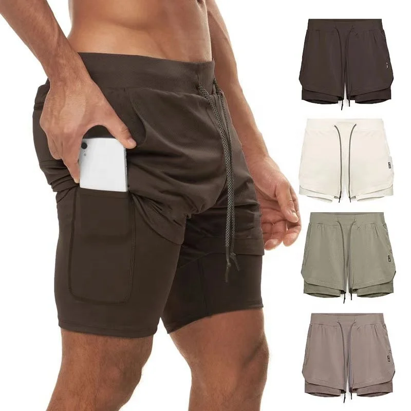 

Quick Dry Workout Shorts with Pockets Gym Workout Running 5'' Shorts with Towel Loop Men's 2 in 1 Running Shorts with Liner, 18 colors as picture shown