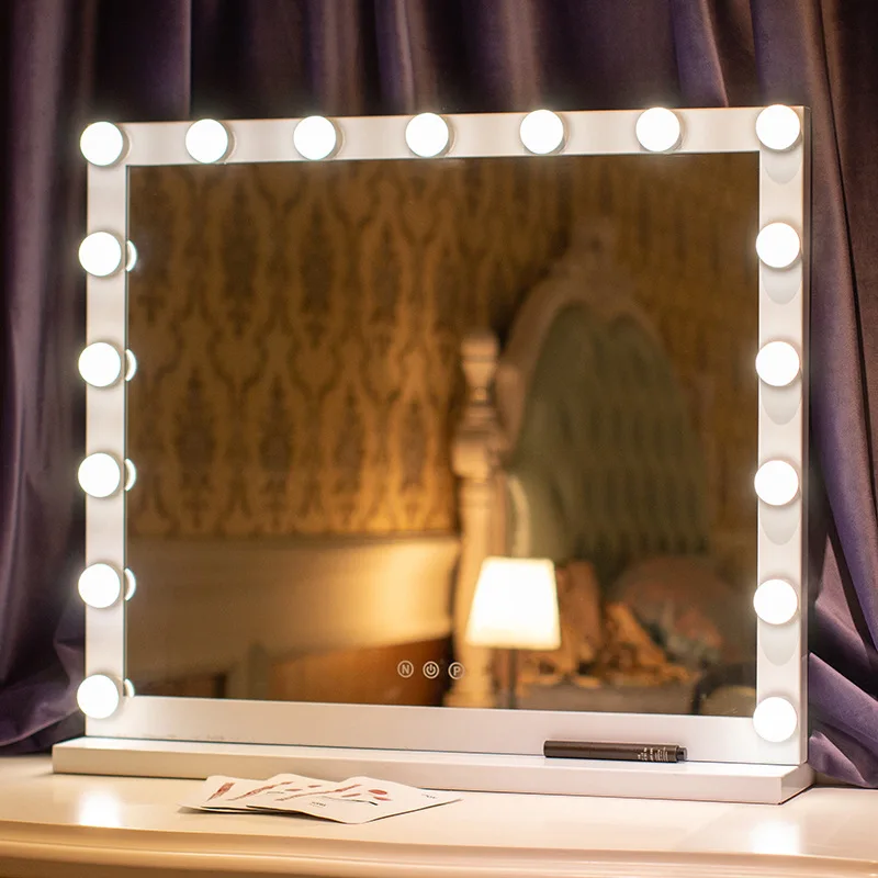 

Wholesale 14 Lights Three-tone Light Hollywood Vanity Mirror LED Vanity Mirror With Light, Customized color