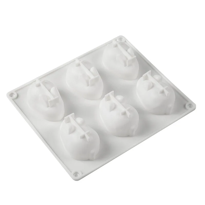 

6 Cavities Rabbit Silicone Mold Mould Desserts 3D Art Cake Mold Baking Chocolate DIY Tools Pastry Home Party Homemade, As picture