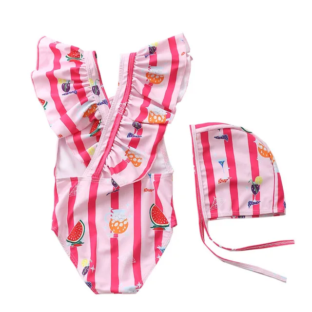 

Kids Swimwear Toddler Infant Stripe Cute Teenager Bikini Plaid Cute Swimsuit One Piece Girls Bathing Suit With Trimming