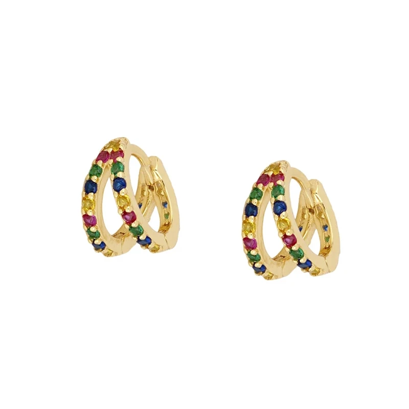 

ROXI 18k gold plated Double layer color diamond hoop earrings