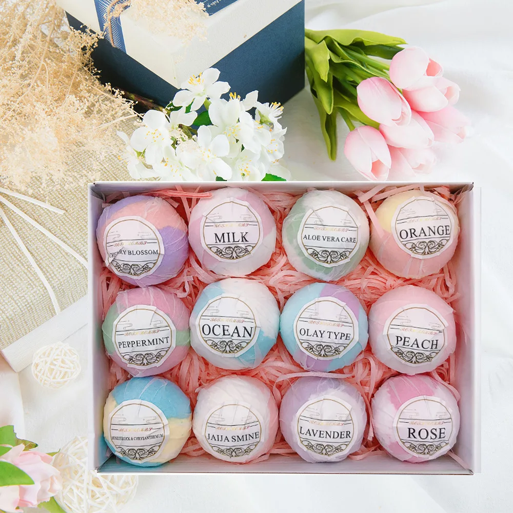 

HEYAMO Fizzy 12Pcs Bath Fizzies Balls Skin Care Korean Essential CBD Oilo Shower Bath Bomb Natural Bathbombs Handmade Soap Bombs