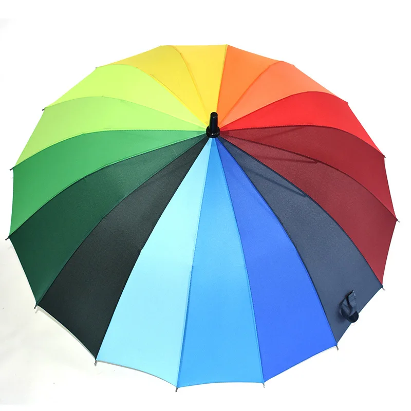 

high quality promotional 16 ribs straight rainbow umbrella for business gift, Colorful