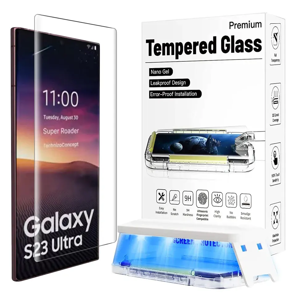 

3D UV Light Shield Curved Full HD Clear Fully Ultra Glass for Samsung Galaxy S23 S22 S21 Ultra Tempered Glass Screen Protector
