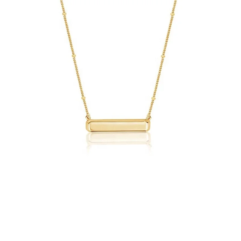 

Sterling silver jewelry 18K gold personalized engraved blank bar necklace
