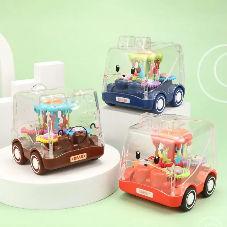 

New Design Children's Toys Vehicle Inertia Transparent Gear Drop Resistant Cute Bus Mini Toy Car Children Birthday Gift