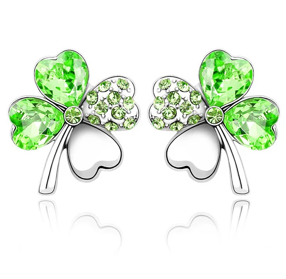 

High Quality Crystal Jewelry Four Leaf Clover Petal Stud Earrings for Premium Grade Crystal from Austria, 11 colors