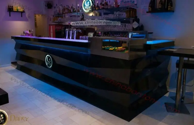 Solid Surface Modern Black Bar Counter Wine Club Bar Table