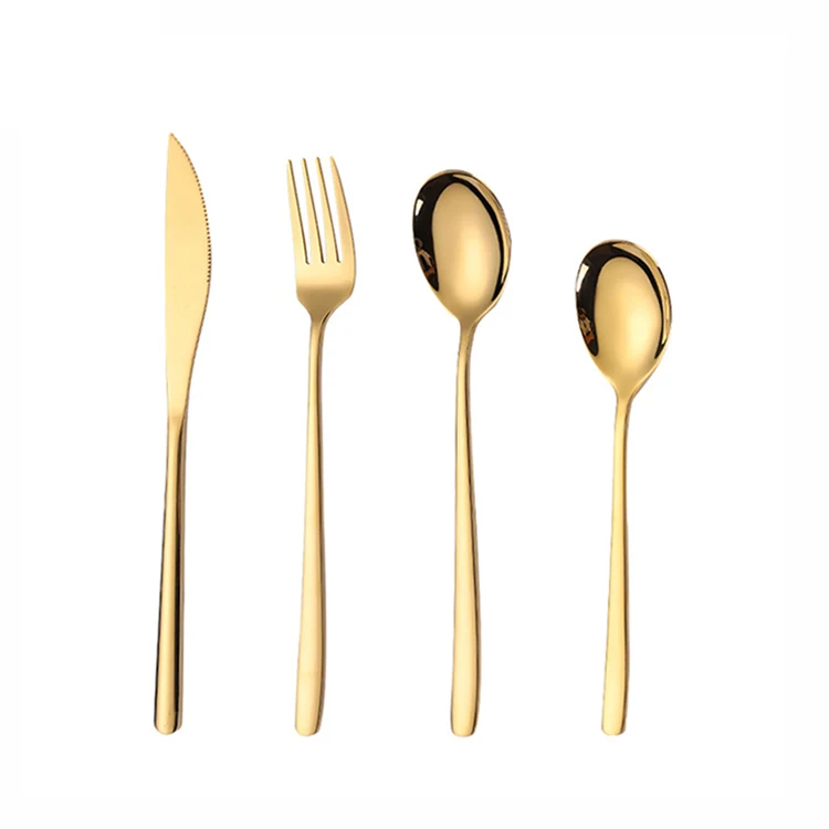 

Korean Style Black Cutlery Set Stainless Steel Wholesale SUS 304 Flatware Gold Knife Fork Spoon