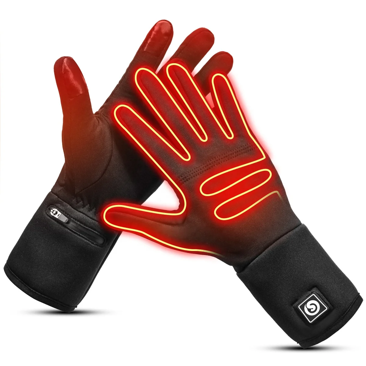 

Rechargeable Battery Motorcycle Ski Snow Warmer Mitten Glove Arthritis Heated Glove Liners for Men Women, Black or customized