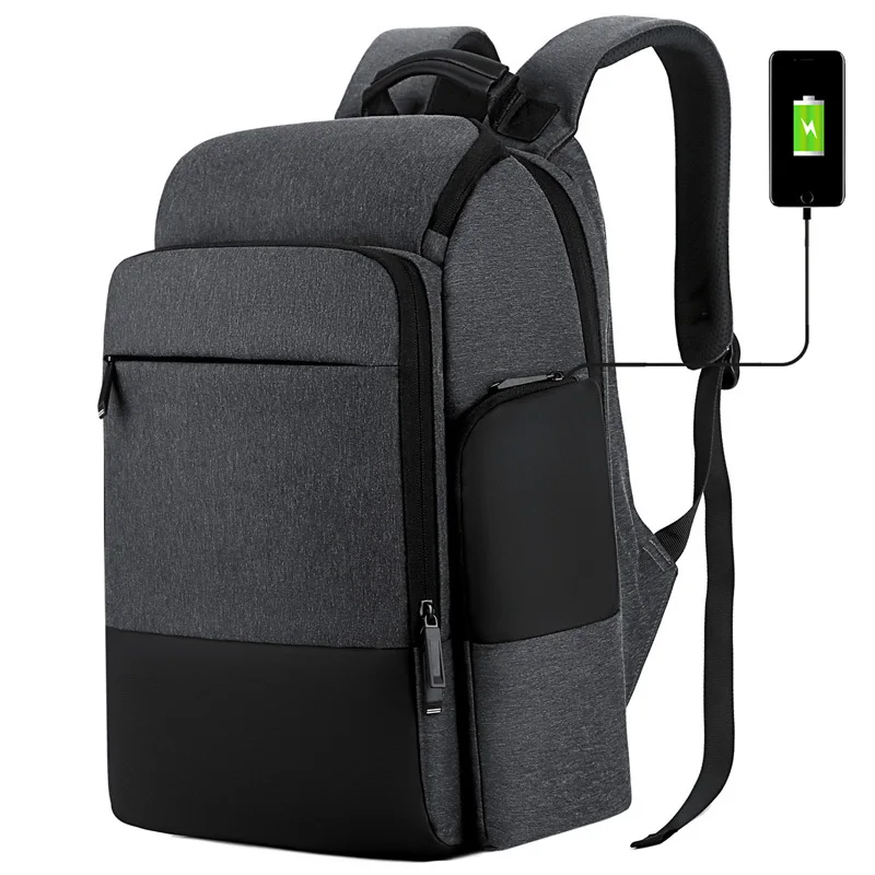 

Top quality anti theft back pack Usb Charging Backpack anti-theft laptop back bags waterproof Polyester Backpacks, Gray