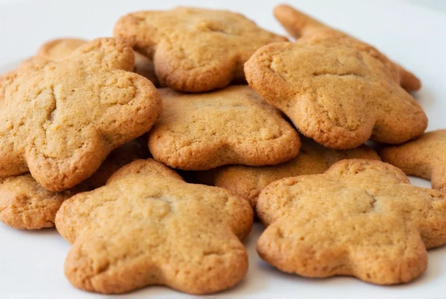 Close-up photograph of traditional ginger snaps cookies showing characteristic cracked surface and golden-brown color on a rustic wooden board