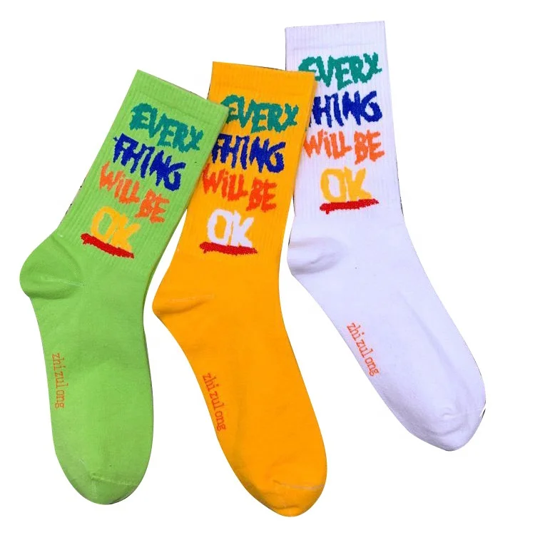 

Tide sports unisex long hip-hop street wear socks middle tube college style skateboard socks, As picture