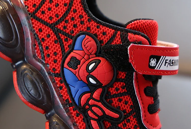 
Manufactory Price Amazon Best Seller kids light shoes hook and loop LED cartoon Boys Shoes 