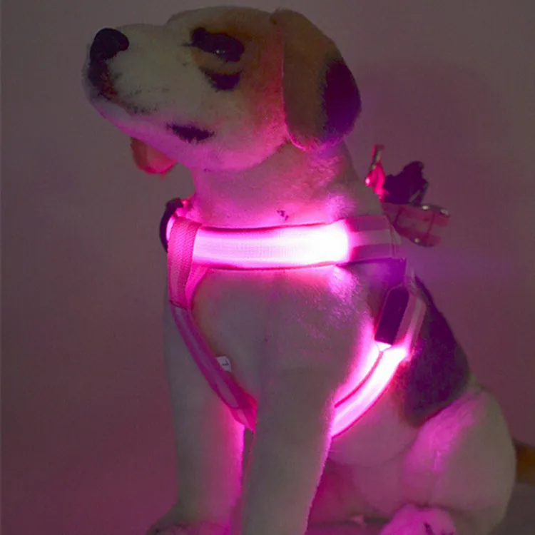 

2020 pet products USB recharge led pet vest led DOG harness, Red/blue/green/orange/pink