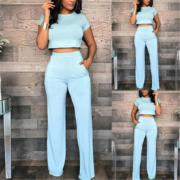 

2021 summer new sexy two piece women's clothing fashion two piece pants set, Customized color