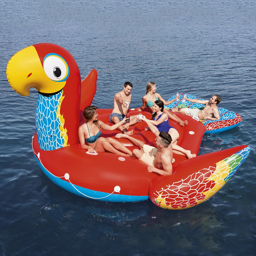 

43227 5.0m x 3.27m Max load capacity 540 kg Giant Parrot Island inflatable pool floating for 6-8 persons