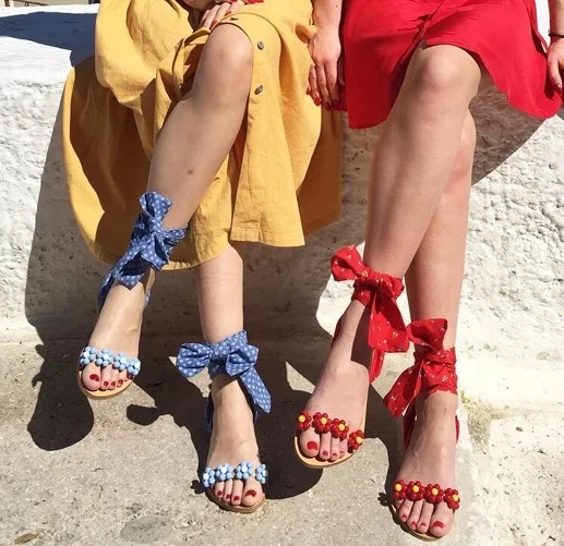 

2021 Women Sandals Flat Summer Boho Women's Shoes Open Toe Fresh Bandage Comfort Multicolor Plus Size 35-43, As pictures
