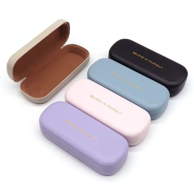 

1288 Solid Color Unisex Leather Hard eyewear box case accessories Portable eyeglasses cases & bags Wholesale