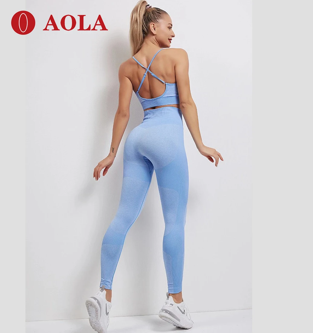 

AOLA Sportswear Women Seamless 2021 For Gym Fashion Two Piece Wholesale Womens Activewear Yoga Workout Sets