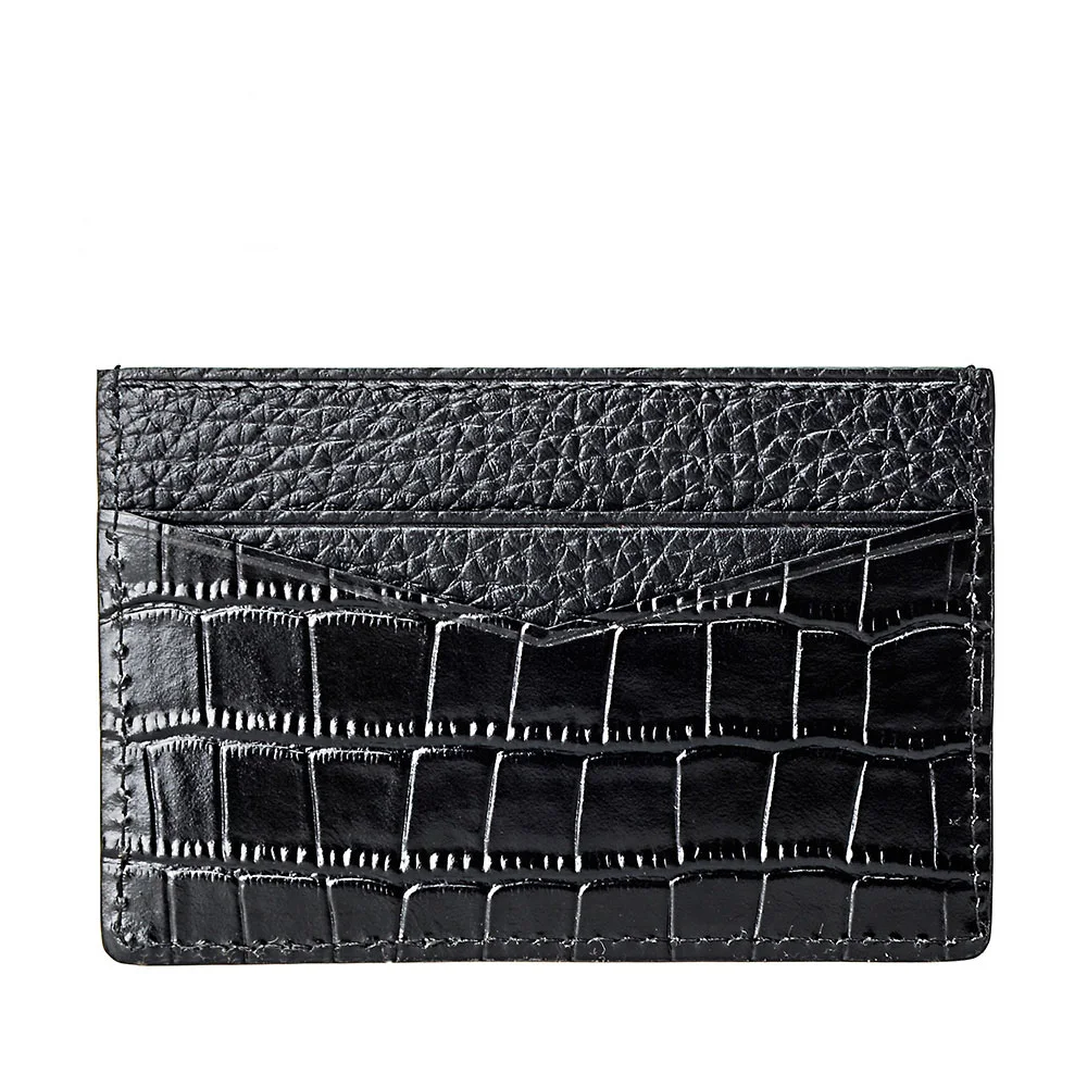 

OEM ODM Personalized luxury embossed crocodile pattern women men's genuine leather Custom logo bank credit card holder wallet