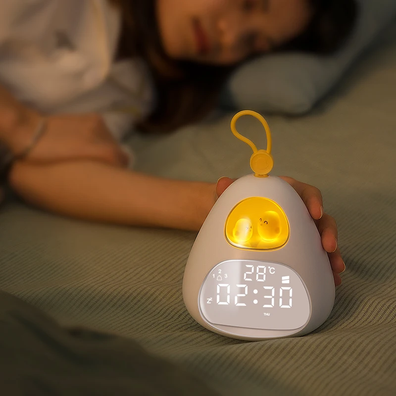

bird nest shape Sleep Trainer Wake Up Light digital alarm clock for kids, White