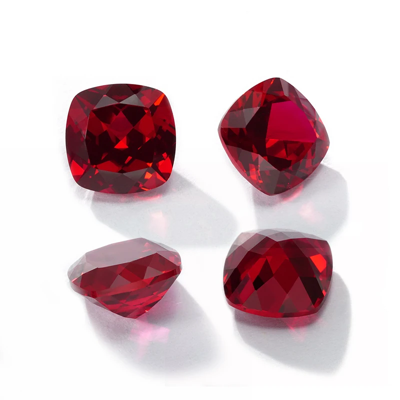 Starsgem Cushion Cut Lab Grown Ruby Synthetic Gemstone Jewelry Making Heat Treated Blood Red Color DIY Rings Necklaces