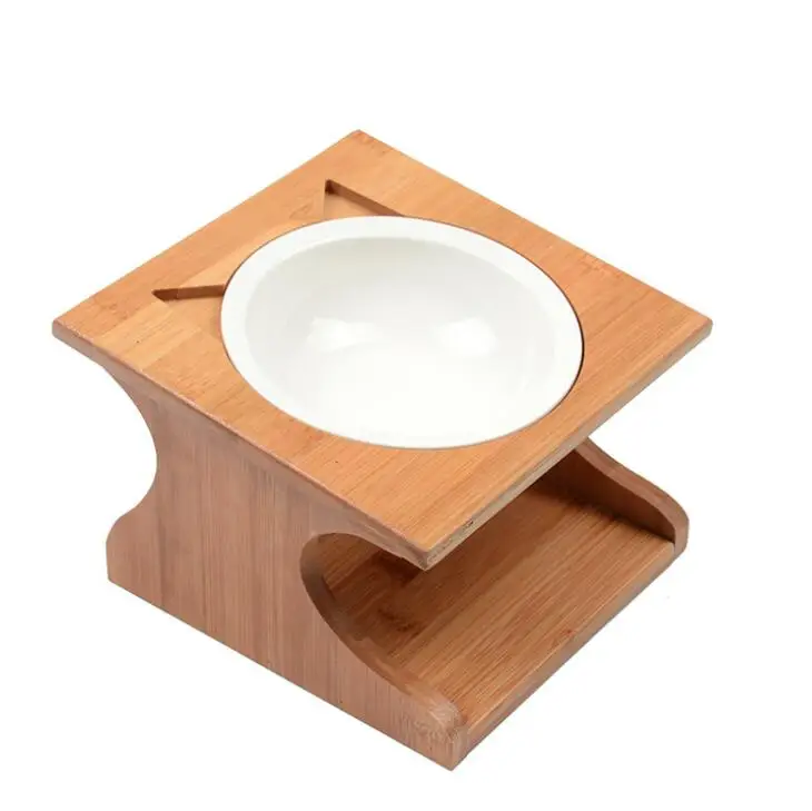 

Top Quality Pet Wooden Bowl Luxury Bowl Cat Ceramic Bowl For Dogs Cats, As picture