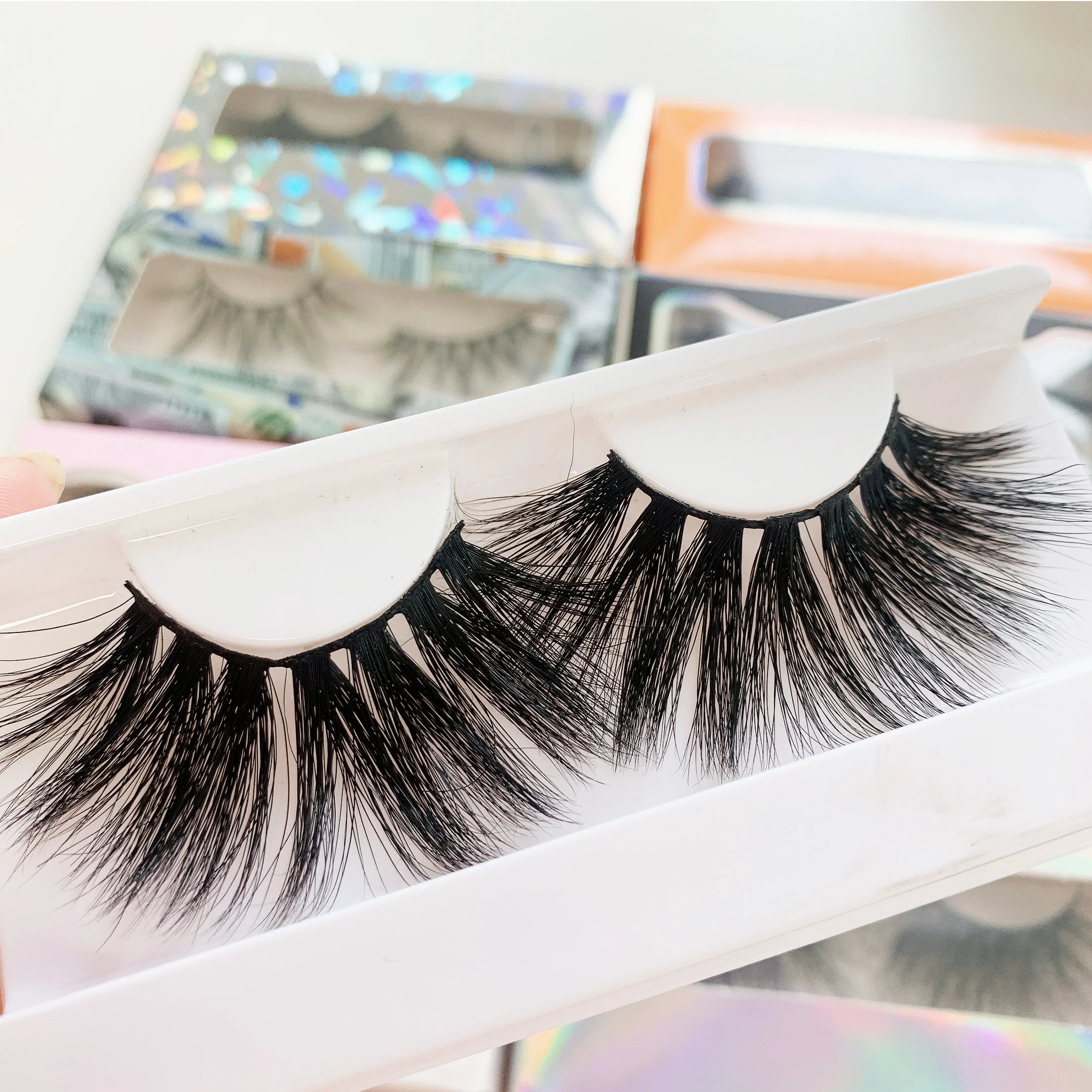 

New Superroots 3D lashes best mink eyelash factory false eyelashes packaging case vendor fluffy mink lashes, Black color