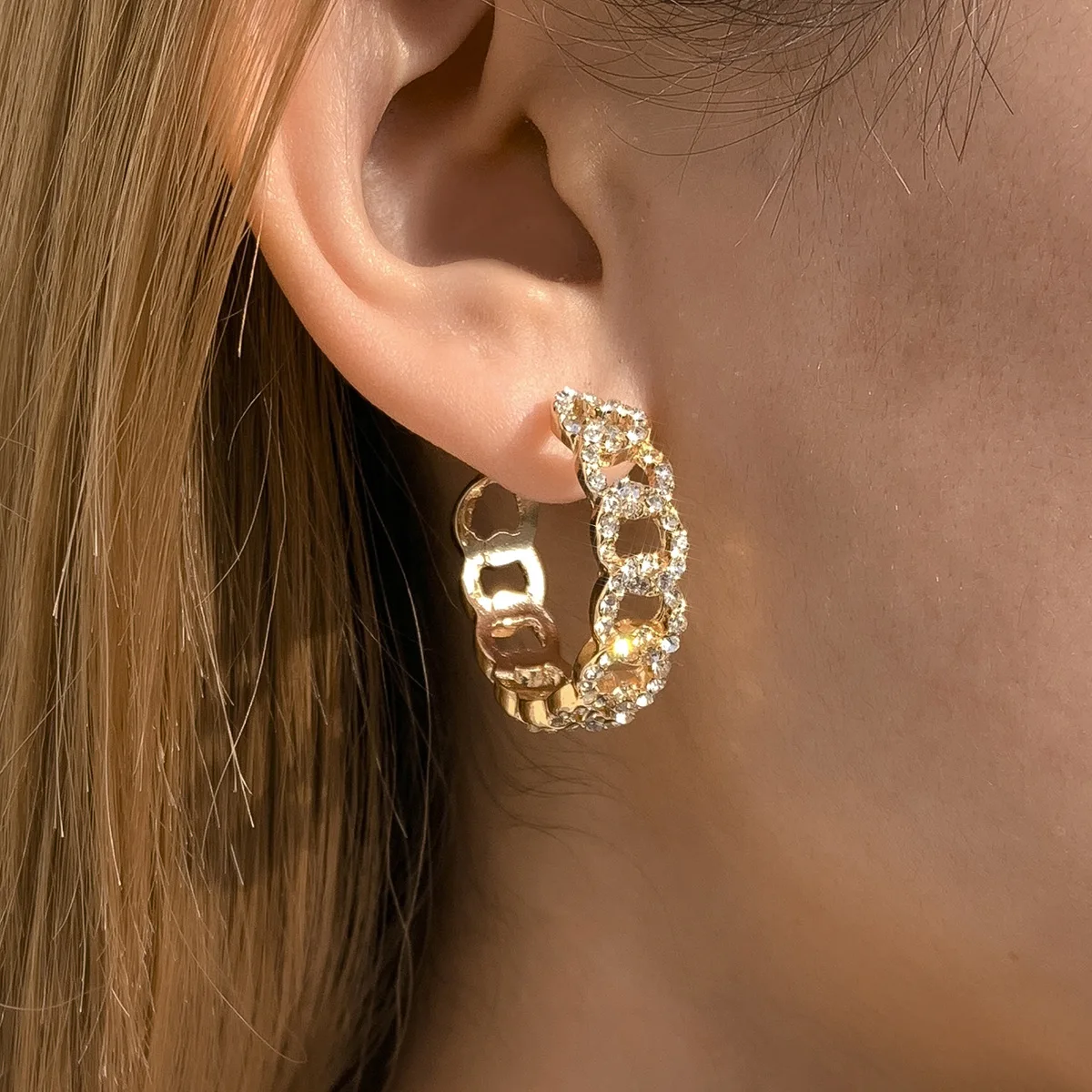 

European Crystal Big Circle Shiny Cz Crystal Hoop Earrings Rhinestone Hoop Earrings For Women, Gold plated/silver plated