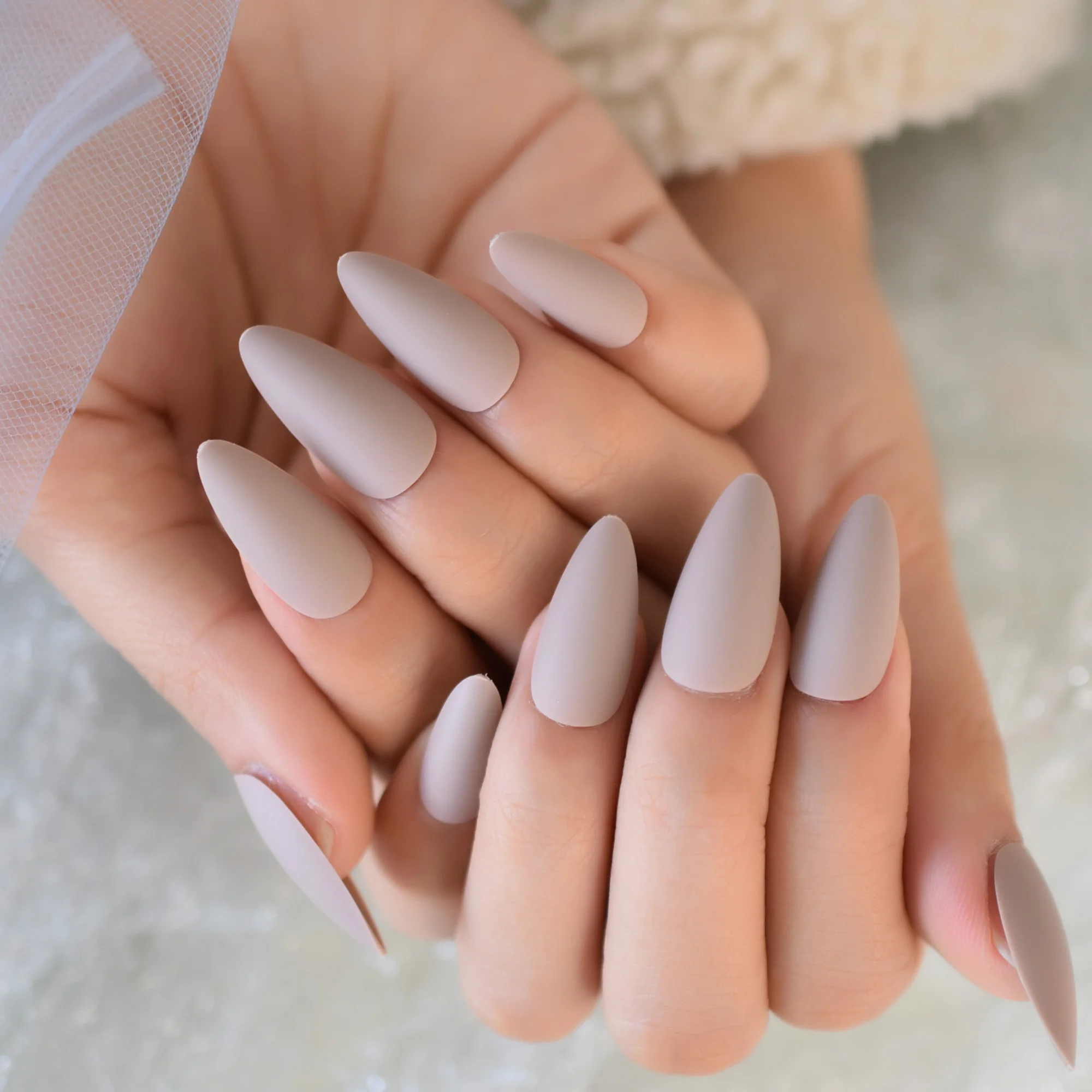 

Nude Color False Nail Tip High Quality Fake Nail Almond Shape  Matte Press On Nail