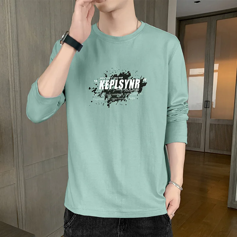 

Huayida Full Hands Mens T Shirts Letter Printed Long Sleeve Men Casual 4XL T Shirts, Customized color