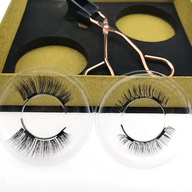 

1 Set Double Magnetic Eyelashes Magnet Magnetic False Eyelashes Magnetic Eye Lashes Makeup Kit+1Pcs False Eyelash Clip, Natural black
