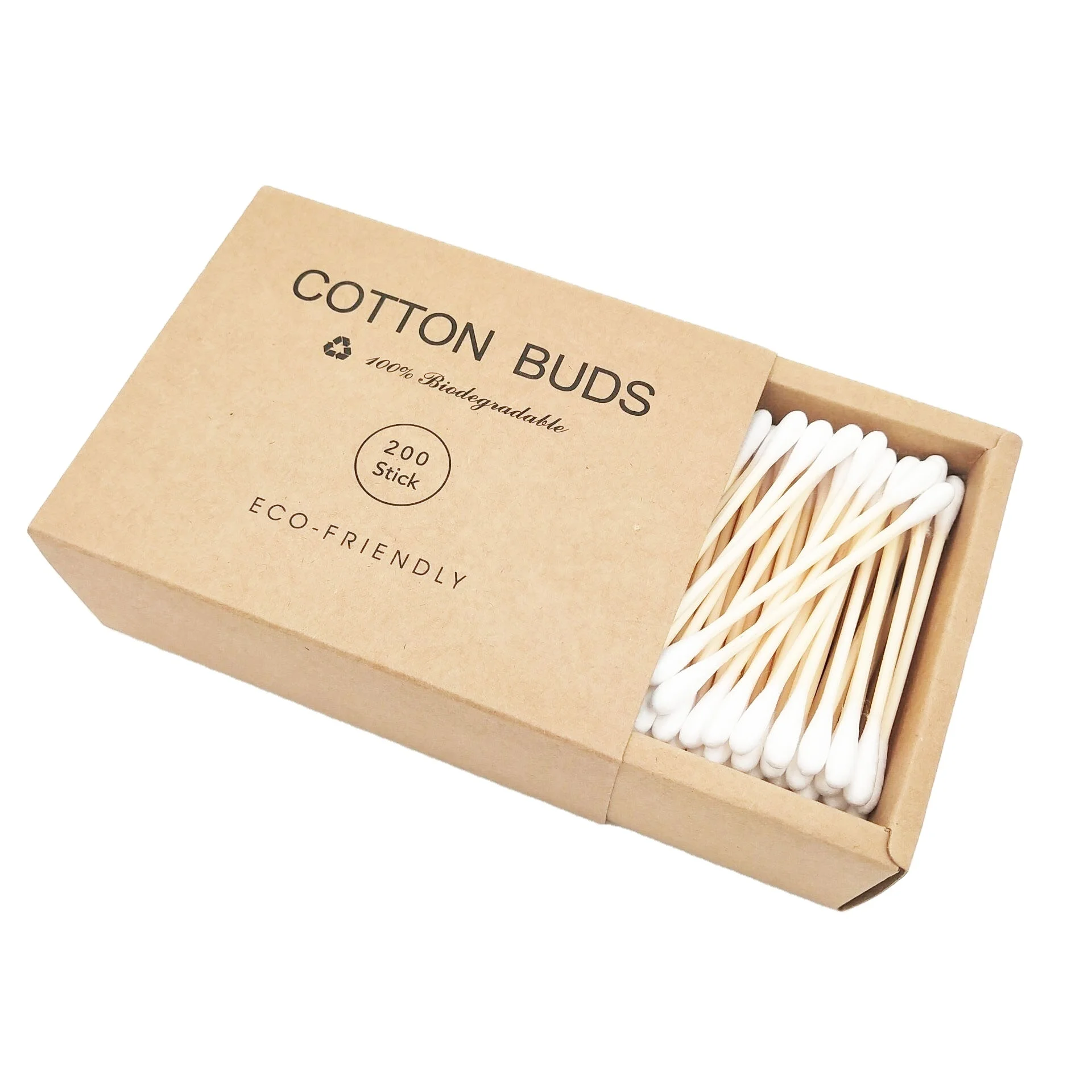 

eco friendly double round heads bamboo cotton buds 200 units pack Renewable Zero Waste