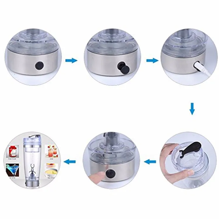 Protein Shaker Bottle 20oz Vortex Mixer Cup Usb Rechargeable With