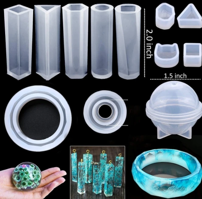 

Set jewelry casting molds silicone earring necklace pendant resin moulds making diy craft tools, White