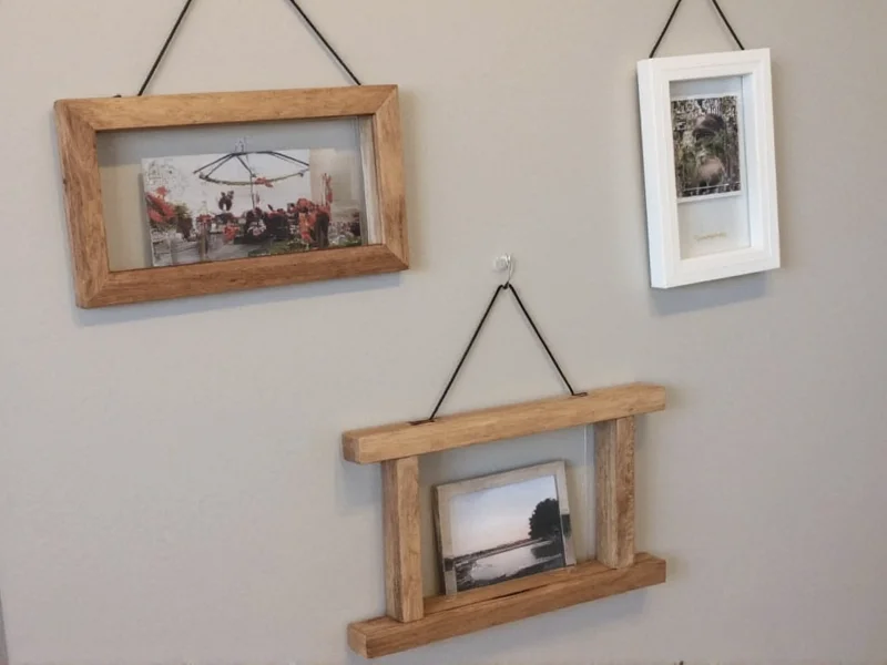 Three sustainable DIY photo frame styles on display