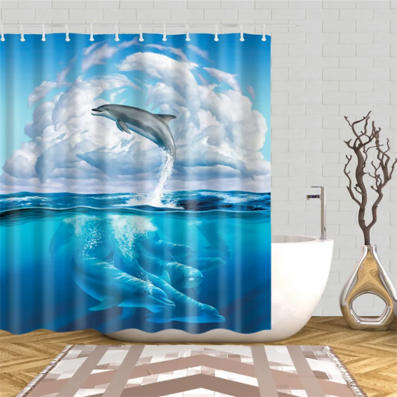 

i@home ocean sea turtle print polyester customized waterproof digital shower curtain bathroom, Picture