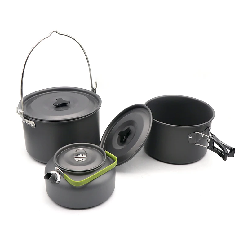 

Outdoor Camping pan Hiking Cookware Backpacking Cooking Picnic Bowl Pot Pan Set 4 Piece Camping Cookware Mess kit