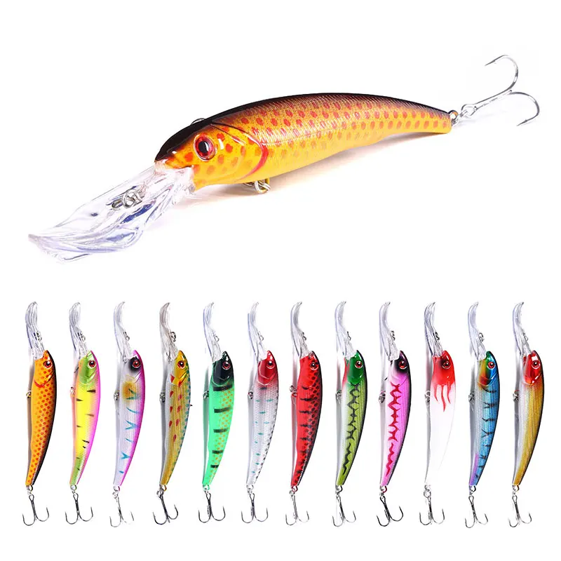 16.5CM 27.9G Wholesale Deep Diving Long Lip Plastic 16.6cm Fishing Hard Lure 3d Eyes Minnow Hard Lure Swim Bait