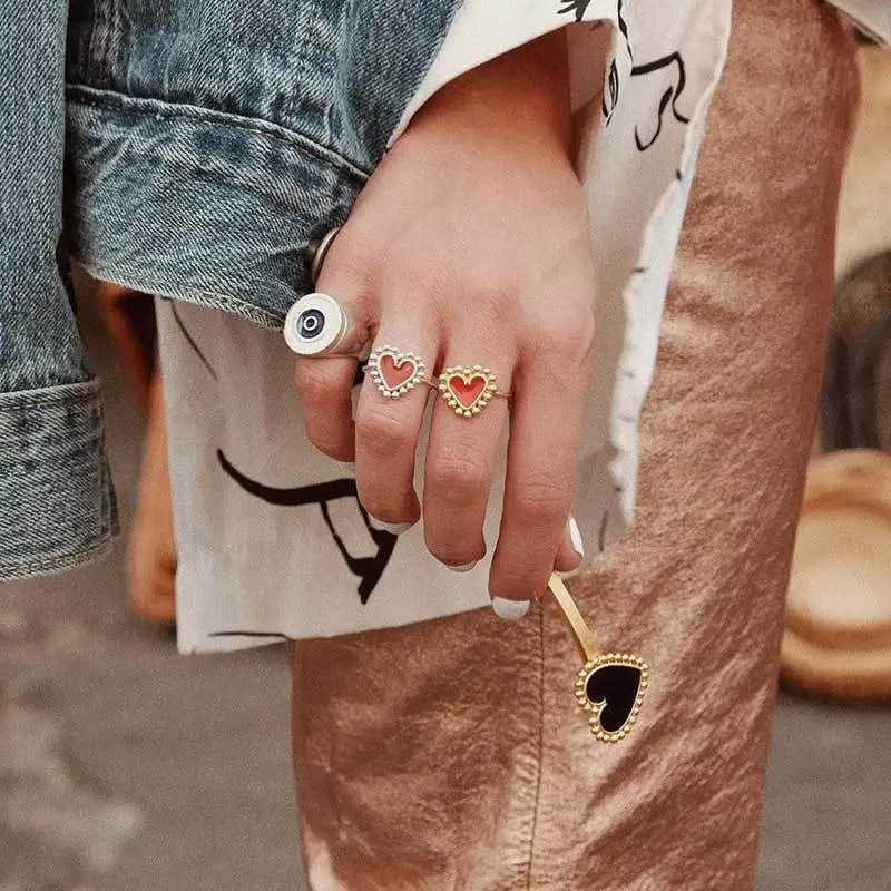 

wholesale new arrivals vintage gold red heart rings for women minimalist party simple knuckle finger rings, Picture