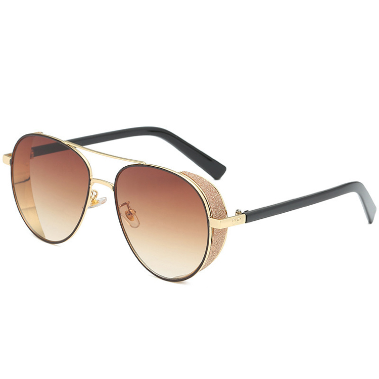 

New custom Design cloth UV400 Gold Frame ready Fashion Metal Sunglasses sun glasses